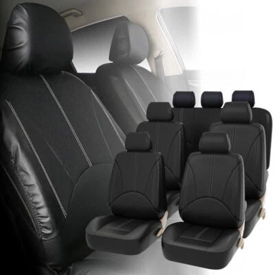 Car Seat Covers 3 Row Leather for Auto SUV VAN 7 Seats Full Set Protector 7-Sit Foto 1 de 4