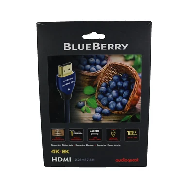 AudioQuest Blueberry 7.5 ft HDMI Cable * 4K-8K 18Gbps * 2.25 Meter * NEW Sealed - Image 1 of 4