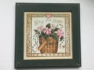 "Bless This Home" LINDA SPIVEY Printed Framed Wall Art Honey and Milk Christian - Picture 1 of 10