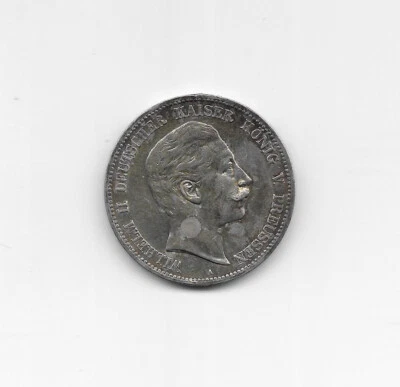 DR Wilhelm II Deutscher Kaiser 5 Mark 1907A, Silber - Bild 1 von 2