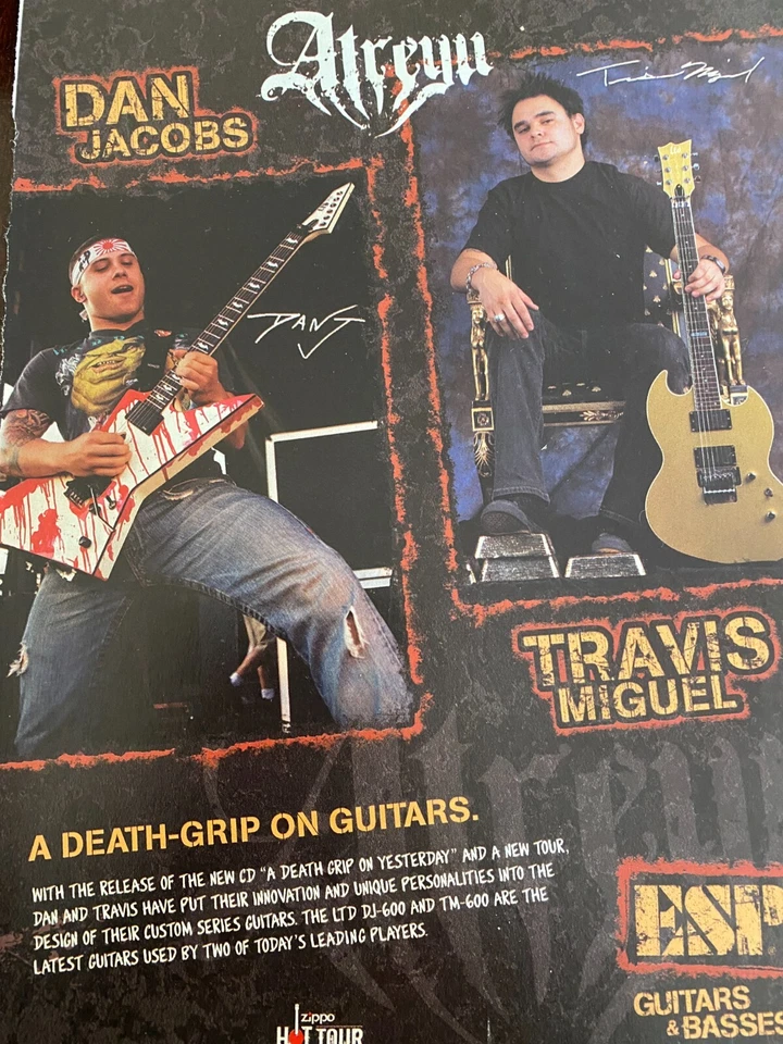 Atreyu, guitarras ESP, anuncio impreso vintage de página completa Foto 1 de 1