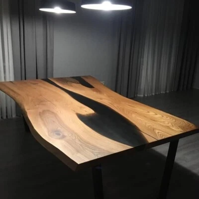 Dark Walnut Black Sea Epoxy Resin Dining Table – Office table - conference table - Image 1 of 4