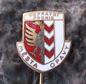 Vintage Opava Tschechische Stadt Öffentliches Verkehrsunternehmen Busverkehr Wappen Pin Anstecker  - Bild 1 von 2