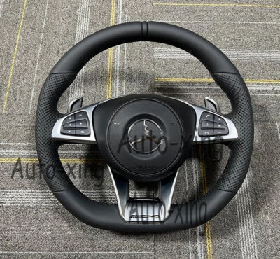 Volante de cuero completo para Mercedes-Benz AMG W204 W205 C300 G63 GLE 2010+ Foto 1 de 4