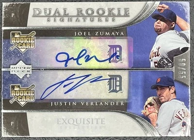2006 UD Exquisite Justin Verlander Zumaya Dual Rookie Signatures Auto 50/55 - Image 1 of 2