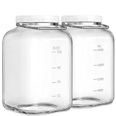 1.5 Gallon Glass Jar with airtight Lid 2 Pack Wide Mouth Mason Jars with Stur...