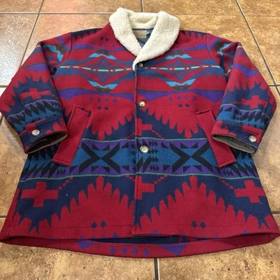 VTG Pendleton Sherpa Jacket Coat Aztec High Grade Western Wear Wool Shawl 44 - Image 1 of 4