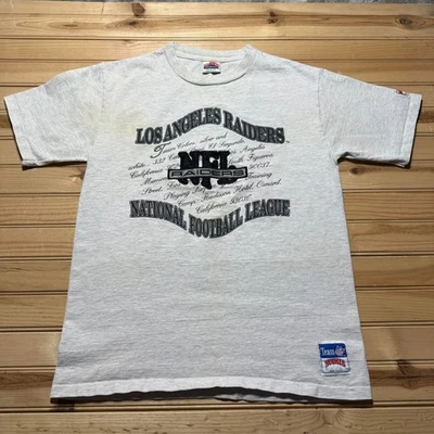 Vintage 90s Los Angeles Raiders NFL Spellout Graphic Football T-Shirt USA Large - Image 1 of 4
