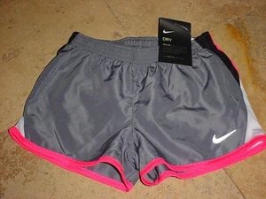 NWT NIKE YOUTH GIRLS TEMPO FITNESS JOGGING RUNNING SHORTS GRAY PINK SZ 4 6 OR 6X - Picture 1 of 1