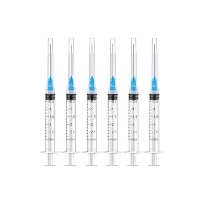 BSEWENERTE 10 Pack Sterile Syringes 3ml/cc, 23G 1.5" Needle, Individually Sealed