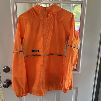 Columbia Men's Windbreaker XXL Orange Gray Rain Packable Lightweight Hooded - Image 1 of 4