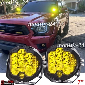 2pcs 7"inch Round LED Fog Lights Pods Fit Toyota Tacoma Tundra 4Runner 4WD SUV - Picture 1 of 12