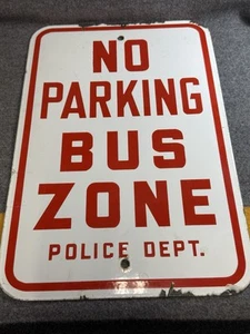 Vintage Porzellan No Parking Bus Zine Polizei Abteilung Blechschild 12" x 18" - Bild 1 von 19