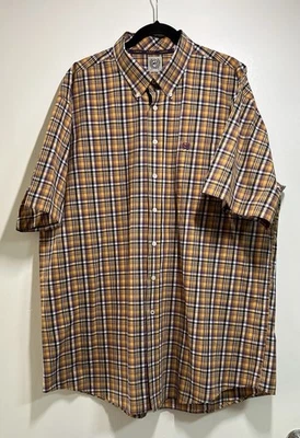 Camisa de hombre Cinch XXL manga corta Western a cuadros amarilla púrpura algodón abotonada Foto 1 de 4