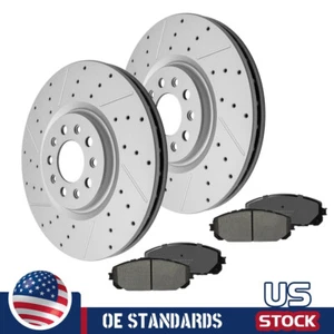 Front Disc Rotors Brake Pads For 2014- 2023 Jeep Cherokee w/ Dual Piston Caliper - Picture 1 of 9