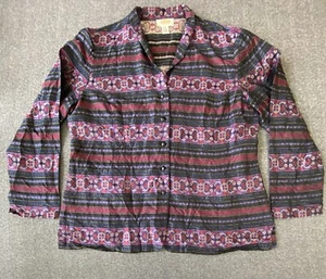 Talbots Blouse Women Size 18 Silk Blend Purple Striped Geometric Design Button - Picture 1 of 17