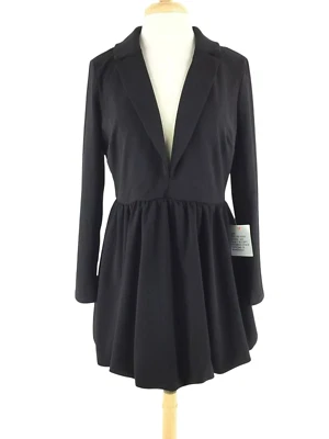 Vestido ASOS Design tamanho 12 preto bainha bolha gola V manga comprida gótico bruxo Y2K - Imagem 1 de 4