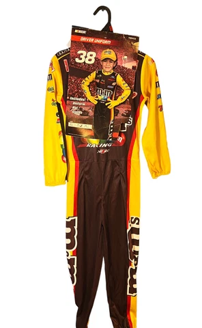 Nascar M&M #38 Elliot Saddler Racing Halloween Costume Hat & Gloves 6-8 Year old Cover