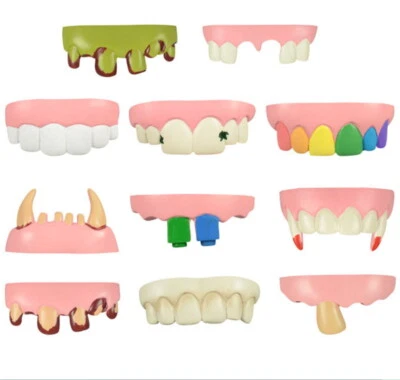 6 Halloween Funny Fake Teeth Rotten Dentures Lot Costumes Bulk Party USA