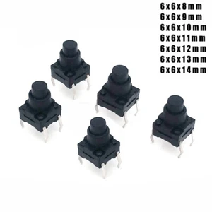 Mini pulsador 6 x 6 x 8 - 14 mm pequeño microinterruptor 4 pines SPST - Imagen 1 de 5