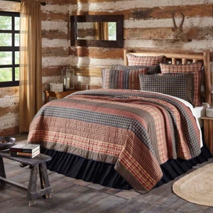 VHC Beckham Quilt (Your Choice Size & Accessories) Plaid Rustic/Primitive - Picture 1 of 26
