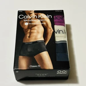 Calvin Klein Micro Stretch Low Rise Trunks 3Pack Amethyst/Silver/Midnight 2XL CK - Picture 1 of 4