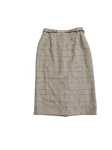 Vintage MaxMara NWT Houndstooth Plaid Virgin Wool Alpaca Classic Midi Skirt Sz 1 - Picture 1 of 11