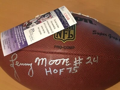 Lenny Moore signed JSA Certified Autographed Football Inscribed #24 & HOF 75 - Image 1 of 3