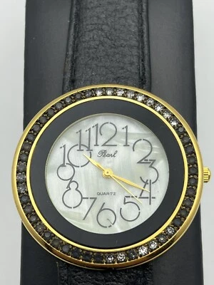 Pearl Ladies Watch White Dial Diamond Beze Leather Strap New Battery - Image 1 of 4