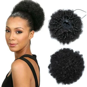 Afro Puff Drawstring Ponytail Kinky Curly 100% Human Hair Chignon Bun Extension - Picture 1 of 10