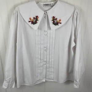 Baxter Wells Vintage Mujer Manga Larga Frontal Botón Bordado Cuello Talla 12 - Imagen 1 de 9