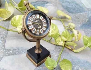 Table Clock / Small Brass Office clock - Marble Base Deskclock - Antique Replica - Picture 1 of 6