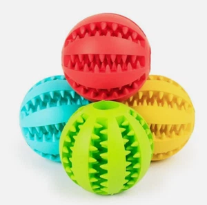 Dog Puppy Treat Dispensing Teething Durable Treat Clean Teeth Toy Latex Ball - Picture 1 of 21