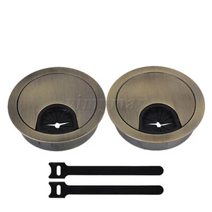 2x Bronze Desk Grommets Zinc Alloy for Home Computer Desks Multimedia Classrooms - Picture 1 of 12