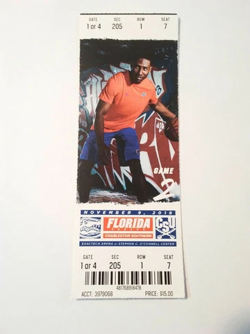 2018-19 Florida Gators Charleston Southern Basketball Full Ticket Stub Cover