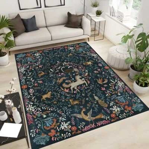 Floral Unicorn Rug,Folklore Decor,Cottagecore Decor,Fairy Woodland Decor,Whimsic - Picture 1 of 6