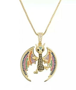 Dragon necklace Crystal Dragon Necklace gold 18INCH COMES GIFT BOXED 855 - Picture 1 of 3