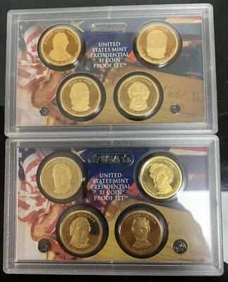 2009 S & 2010 S US Mint Gold Presidential $1 Coin Proof Set. No COA Or Box - Image 1 of 4