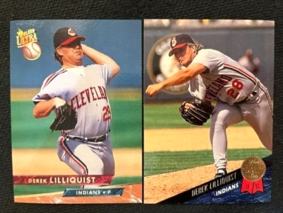 MLB - Derek Lilliquist 1993 Fleer Ultra & 1993 Leaf Baseball - Indians - Image 1 of 2
