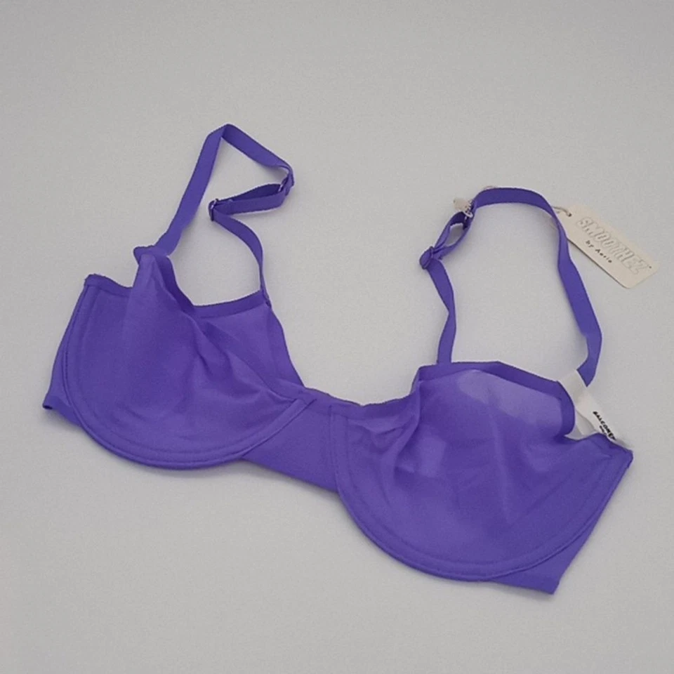 Aerie Smoothiez Bra Women 34B Purple Balconette Unlined No Pad Wired Semi Sheer