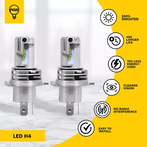 2x AGS Car LED H4 Headlight Globe for Jaguar XJS Convertable 1988 1989 1990 1991 - Picture 1 of 11
