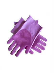 Dishwashing Cleaning Gloves Household Sponge Scrubber Magic Silicone Rubber Dish - Picture 1 of 5