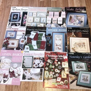 Lot of 12 Leisure Arts  Cross Stitch Patterns Christmas Country Floral Sampler - Picture 1 of 5
