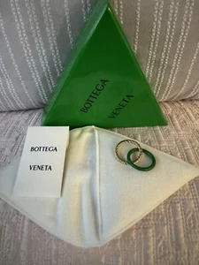 BOTTEGA VENETA DAMEN ZWEIFARBIGER DOPPELWICKELRING GOLD/GRASGRÜN UVP 420€ #BV2 - Bild 1 von 8