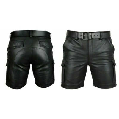 Pantalón Corto Bolsillo Fetiche Gay M-5XL Hombres Moda Negro Boxer Corto Foto 1 de 4