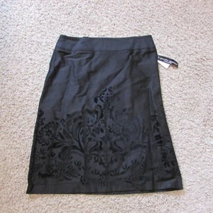 Nueva con etiquetas Pacific Apparel 10 Falda de terciopelo Negro Flocada Línea A Vestido debajo de la rodilla - Imagen 1 de 2