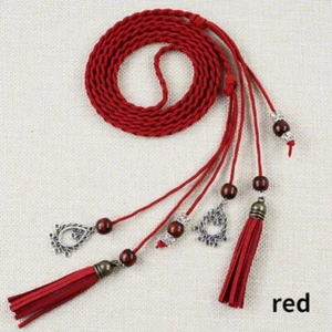Women Waist Belt Rope Chain Ethnic Tassel Fringe Beads Retro Accessory - Picture 1 of 24