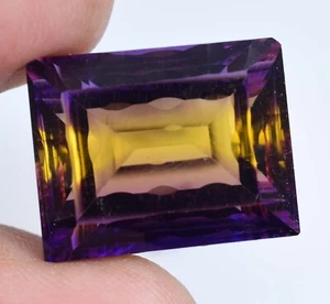 Flawless Natural Bi-Color Ametrine 26.90 Ct Square Certified Untreated Gemstone - Picture 1 of 5