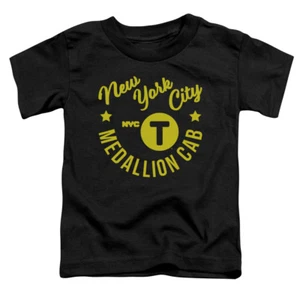 NYC Toddler T-Shirt New York City Medallion Cab Black Tee - Picture 1 of 2