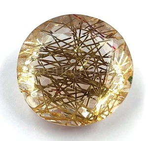 Yellow Rutilated Quartz 65.55 Ct Round Cut IGL Certified Loose Gemstone 5JSA - Picture 1 of 6